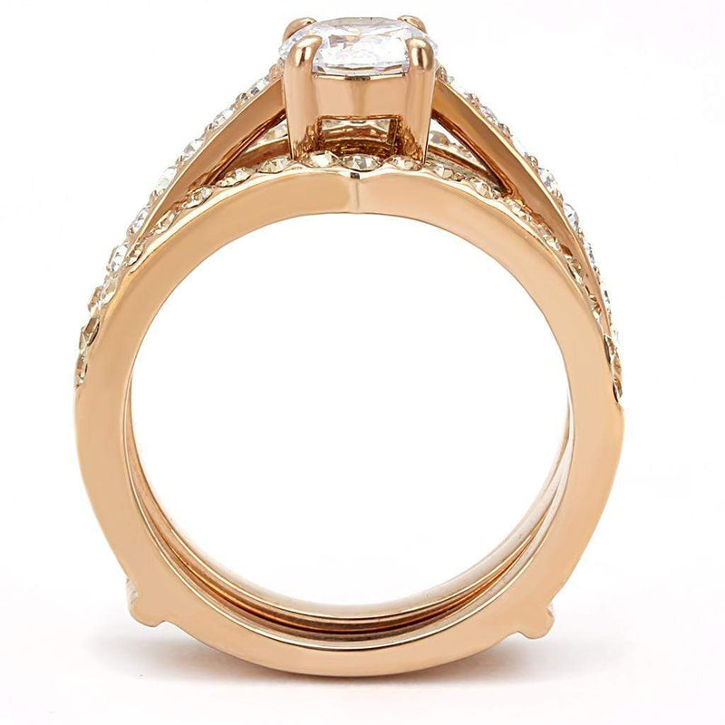 Rose Gold Rings TK3264 Rose Gold - Stainless Steel Ring with AAA Grade CZ