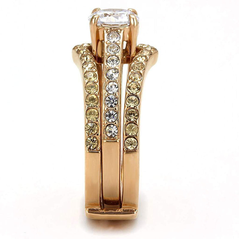 Rose Gold Rings TK3264 Rose Gold - Stainless Steel Ring with AAA Grade CZ