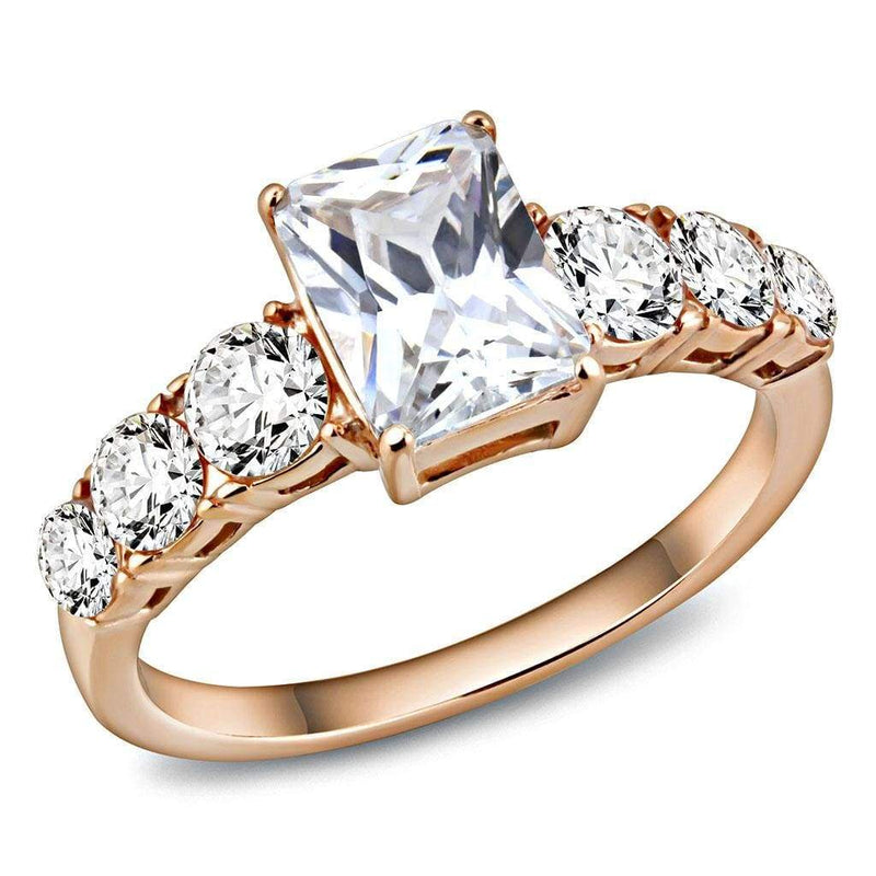 Rose Gold Rings TK3517 Rose Gold - Stainless Steel Ring with AAA Grade CZ