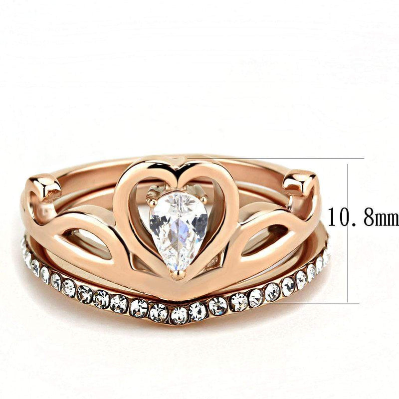 Silver Jewelry Rings Rose Gold Rings TK3518 Rose Gold - Stainless Steel Ring with AAA Grade CZ Alamode Fashion Jewelry Outlet