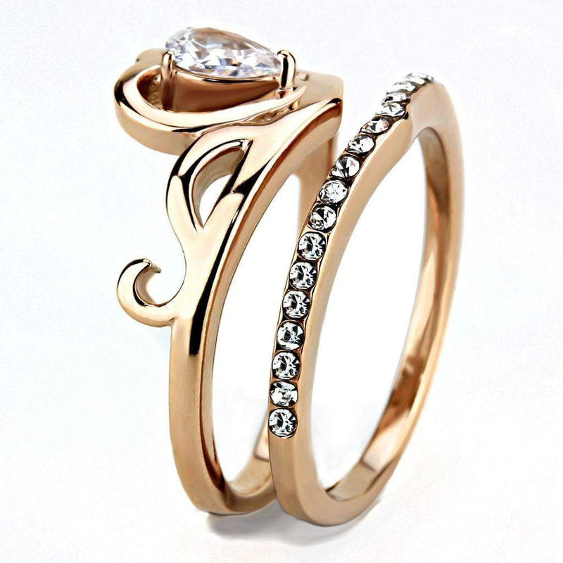 Rose Gold Rings TK3518 Rose Gold - Stainless Steel Ring with AAA Grade CZ