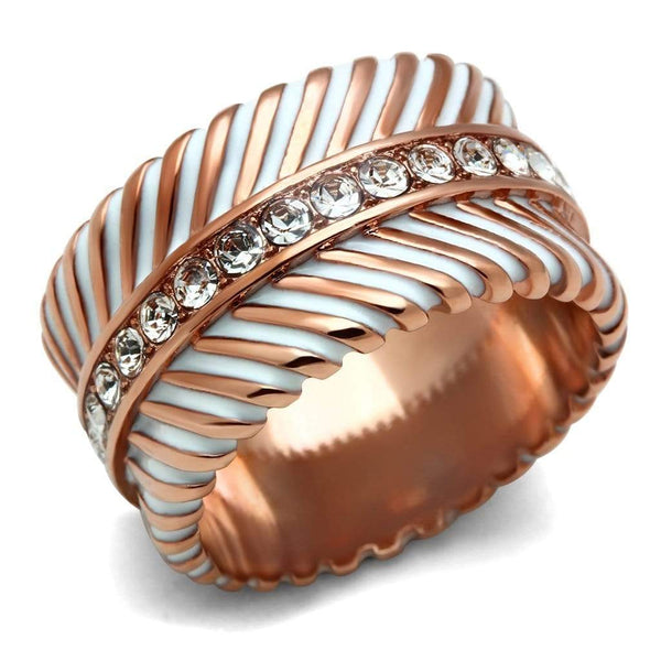 Silver Jewelry Rings Rose Gold Wedding Rings GL202 Rose Gold - Brass Ring with Crystal Alamode Fashion Jewelry Outlet