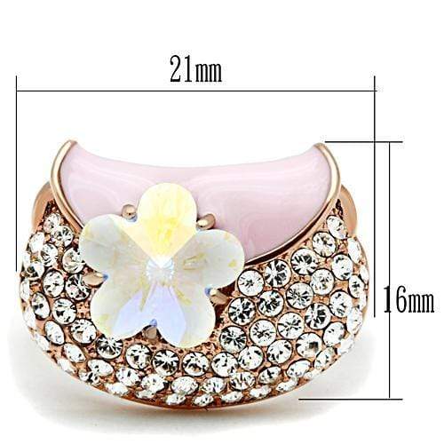 Silver Jewelry Rings Rose Gold Wedding Rings GL220 Rose Gold - Brass Ring with Crystal Alamode Fashion Jewelry Outlet