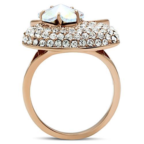 Silver Jewelry Rings Rose Gold Wedding Rings GL220 Rose Gold - Brass Ring with Crystal Alamode Fashion Jewelry Outlet