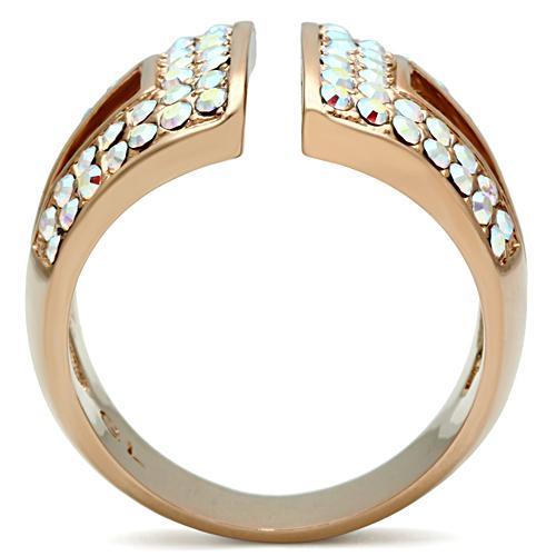 Silver Jewelry Rings Rose Gold Wedding Rings GL222 Rose Gold - Brass Ring with Top Grade Crystal Alamode Fashion Jewelry Outlet