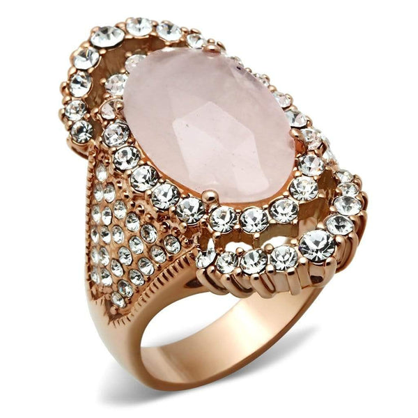 Silver Jewelry Rings Rose Gold Wedding Rings GL225 Rose Gold - Brass Ring with Precious Stone Alamode Fashion Jewelry Outlet