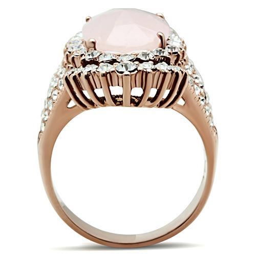 Silver Jewelry Rings Rose Gold Wedding Rings GL225 Rose Gold - Brass Ring with Precious Stone Alamode Fashion Jewelry Outlet