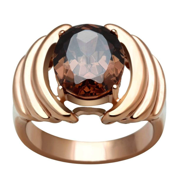 Silver Jewelry Rings Rose Gold Wedding Rings GL242 Rose Gold - Brass Ring with CZ in Brown Alamode Fashion Jewelry Outlet