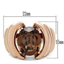 Silver Jewelry Rings Rose Gold Wedding Rings GL242 Rose Gold - Brass Ring with CZ in Brown Alamode Fashion Jewelry Outlet