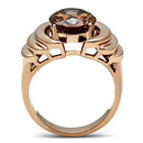 Silver Jewelry Rings Rose Gold Wedding Rings GL242 Rose Gold - Brass Ring with CZ in Brown Alamode Fashion Jewelry Outlet