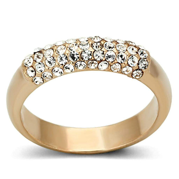 Rose Gold Wedding Rings LO3069 Rose Gold Brass Ring with Top Grade Crystal