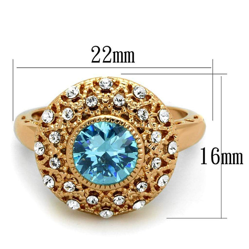Rose Gold Wedding Rings LO3535 Rose Gold Brass Ring with AAA Grade CZ