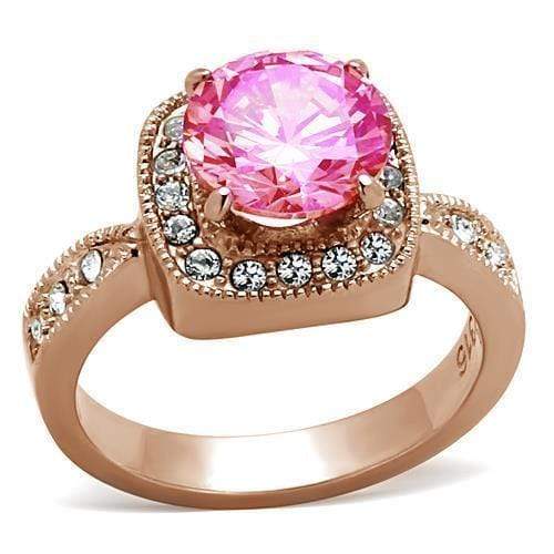 Silver Jewelry Rings Rose Gold Wedding Rings LOA1149 Rose Gold - Brass Ring with AAA Grade CZ Alamode Fashion Jewelry Outlet