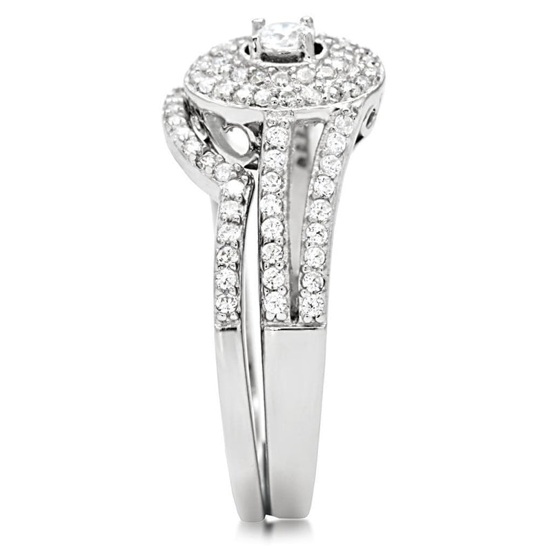 Silver Band Ring TS001 Rhodium 925 Sterling Silver Ring with AAA Grade CZ