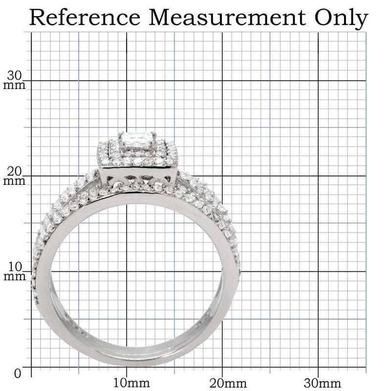 Silver Band Ring TS003 Rhodium 925 Sterling Silver Ring with AAA Grade CZ