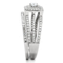 Silver Band Ring TS003 Rhodium 925 Sterling Silver Ring with AAA Grade CZ