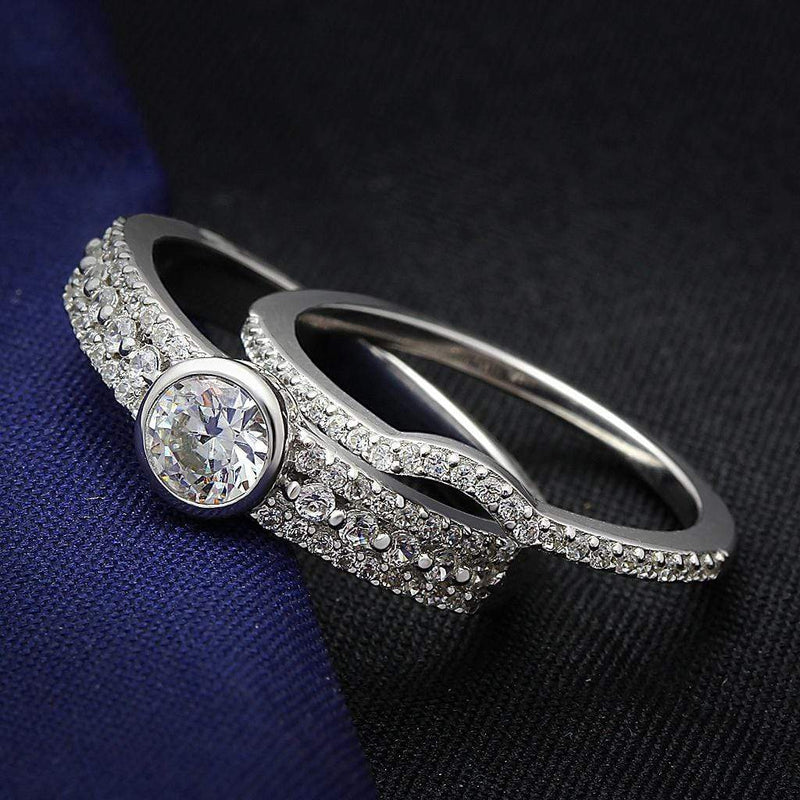 Silver Jewelry Rings Silver Band Ring TS005 Rhodium 925 Sterling Silver Ring with AAA Grade CZ Alamode Fashion Jewelry Outlet