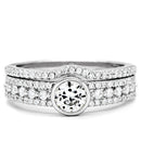 Silver Band Ring TS005 Rhodium 925 Sterling Silver Ring with AAA Grade CZ