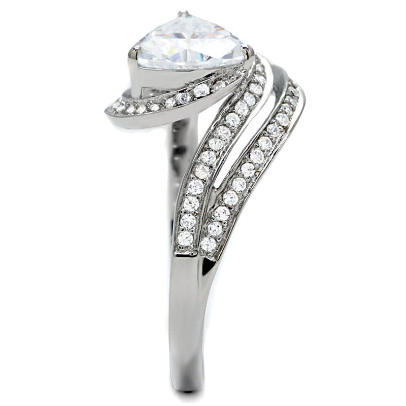 Silver Band Ring TS020 Rhodium 925 Sterling Silver Ring with AAA Grade CZ