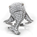 Silver Band Ring TS031 Rhodium 925 Sterling Silver Ring with CZ in Brown