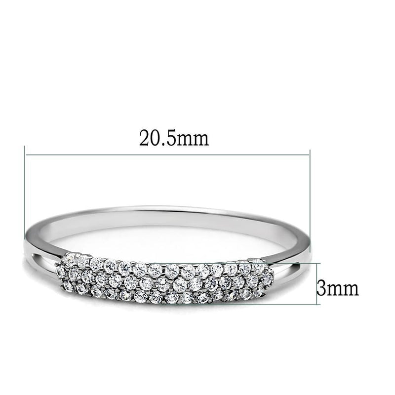 Silver Band Ring TS043 Rhodium 925 Sterling Silver Ring with AAA Grade CZ