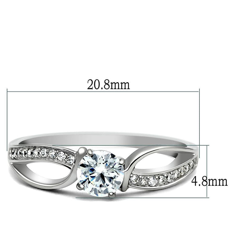 Silver Band Ring TS044 Rhodium 925 Sterling Silver Ring with AAA Grade CZ