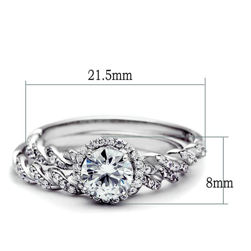 Silver Jewelry Rings Silver Band Ring TS046 Rhodium 925 Sterling Silver Ring with AAA Grade CZ Alamode Fashion Jewelry Outlet