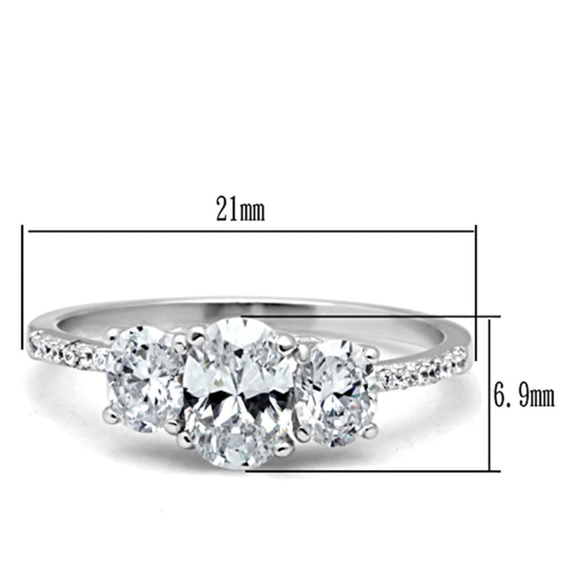 Silver Band Ring TS049 Rhodium 925 Sterling Silver Ring with AAA Grade CZ