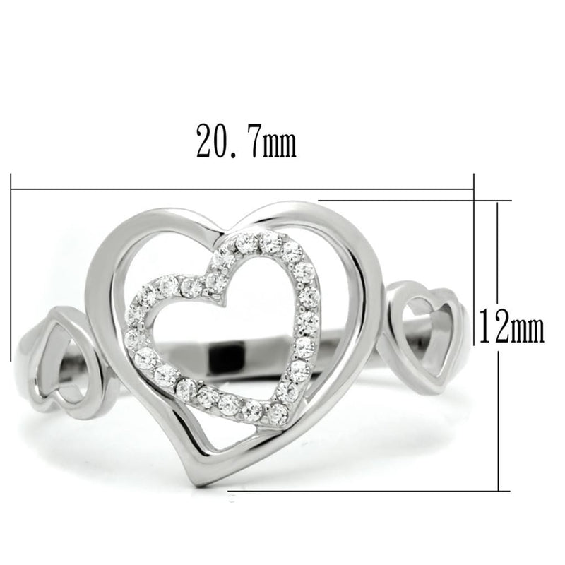 Silver Band Ring TS058 Rhodium 925 Sterling Silver Ring with AAA Grade CZ