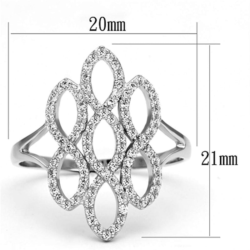 Silver Band Ring TS071 Rhodium 925 Sterling Silver Ring with AAA Grade CZ