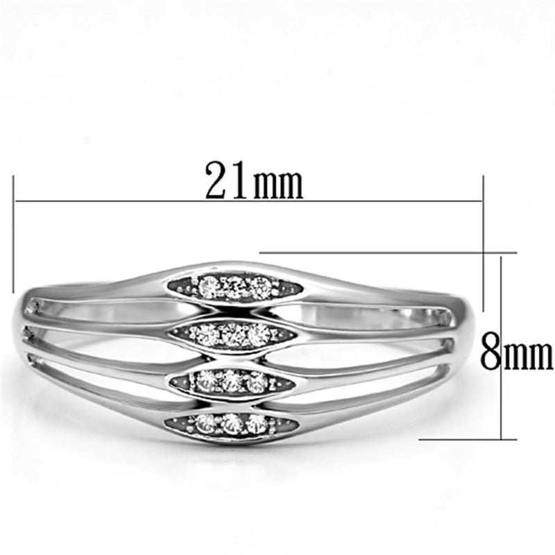 Silver Band Ring TS072 Rhodium 925 Sterling Silver Ring with AAA Grade CZ