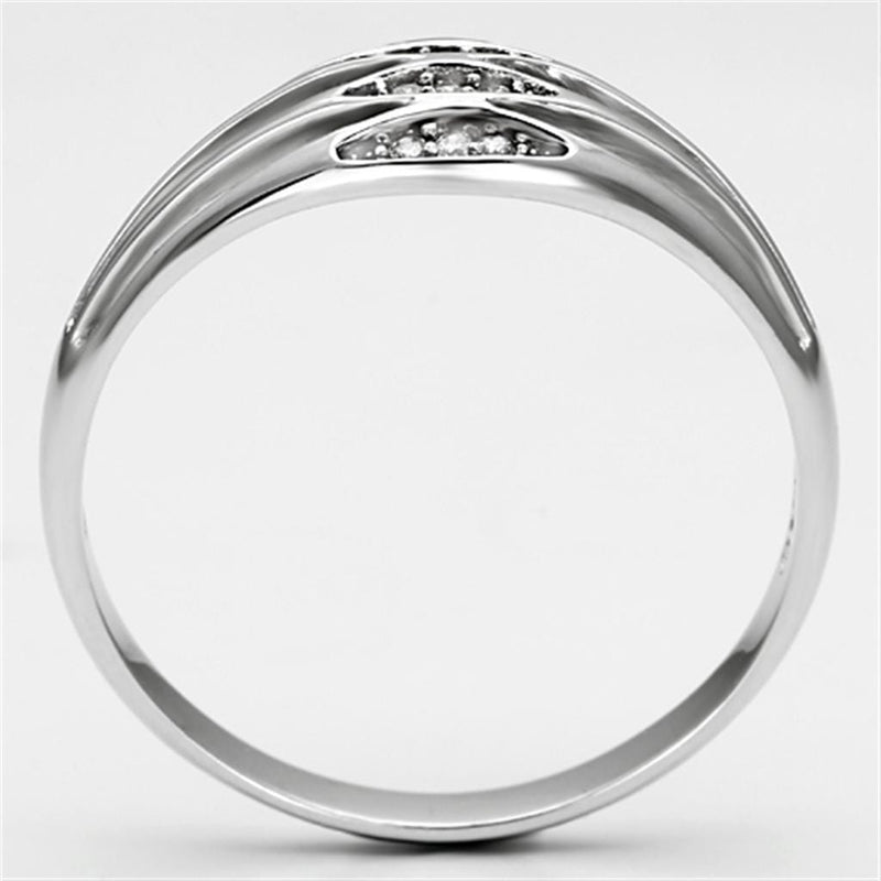 Silver Band Ring TS072 Rhodium 925 Sterling Silver Ring with AAA Grade CZ