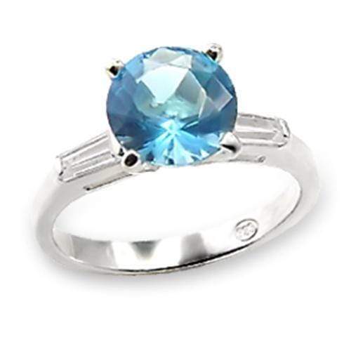 Silver Jewelry Rings Silver Band Ring Womens 6X065 - 925 Sterling Silver Ring with Synthetic Alamode Fashion Jewelry Outlet