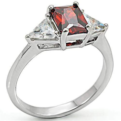 Silver Jewelry Rings Silver Band Ring Womens 6X069 - 925 Sterling Silver Ring with CZ in Garnet Alamode Fashion Jewelry Outlet