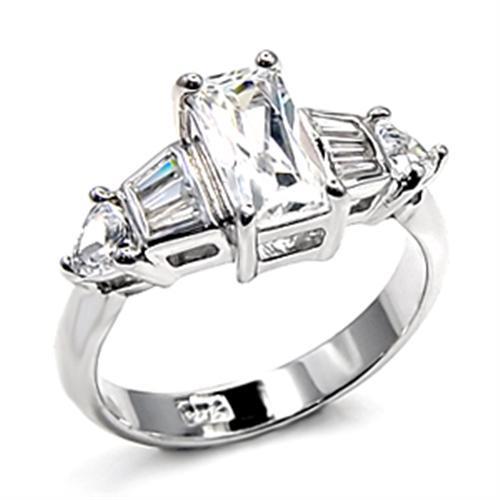 Silver Jewelry Rings Silver Band Ring Womens 6X511 Rhodium 925 Sterling Silver Ring with CZ Alamode Fashion Jewelry Outlet