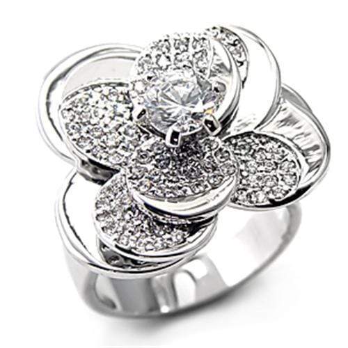 Silver Jewelry Rings Silver Band Ring Womens 7X184 Rhodium 925 Sterling Silver Ring with CZ Alamode Fashion Jewelry Outlet