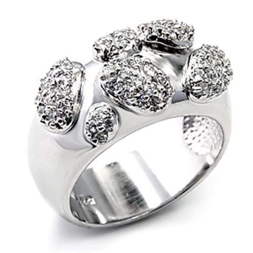 Silver Jewelry Rings Silver Band Ring Womens 7X228 Rhodium 925 Sterling Silver Ring with CZ Alamode Fashion Jewelry Outlet