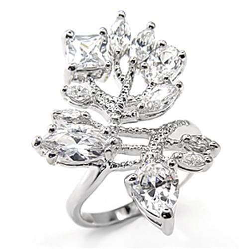 Silver Jewelry Rings Silver Band Ring Womens 7X241 Rhodium 925 Sterling Silver Ring with CZ Alamode Fashion Jewelry Outlet