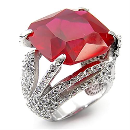 Silver Jewelry Rings Silver Band Ring Womens 7X251 Rhodium 925 Sterling Silver Ring in Ruby Alamode Fashion Jewelry Outlet