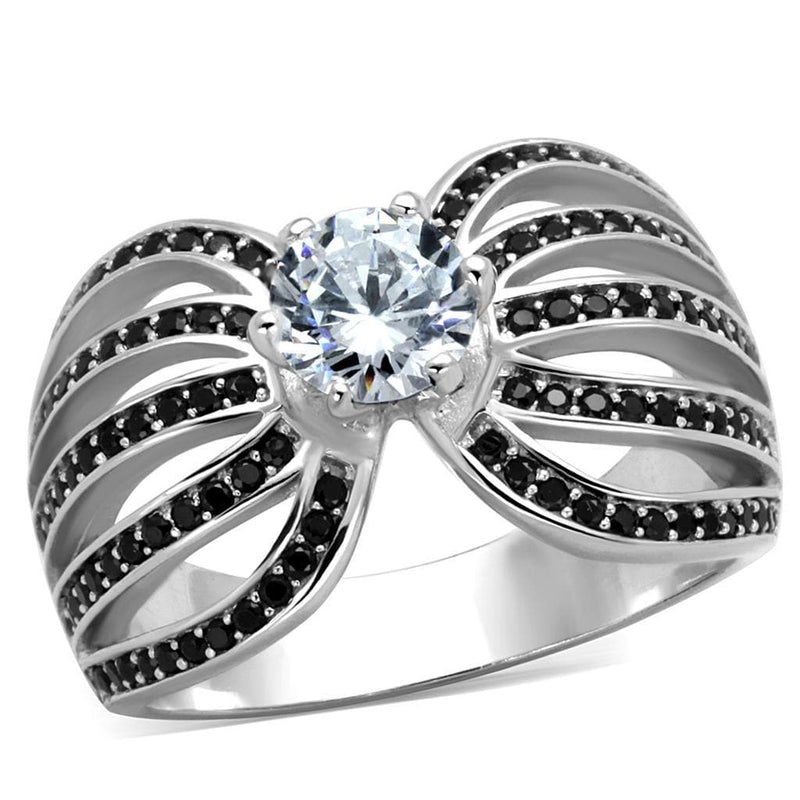 Silver Engagement Rings TS314 Rhodium 925 Sterling Silver Ring with CZ