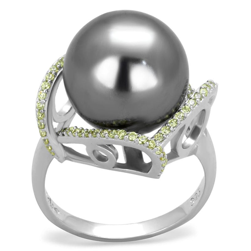 Silver Engagement Rings TS318 Rhodium 925 Sterling Silver Ring with Synthetic