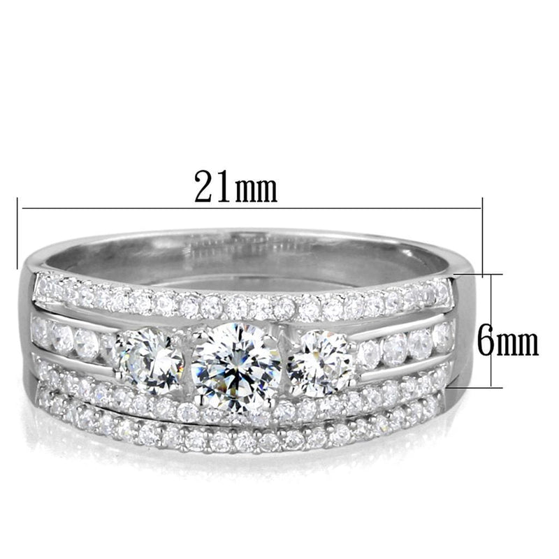 Silver Engagement Rings TS333 Rhodium 925 Sterling Silver Ring with CZ