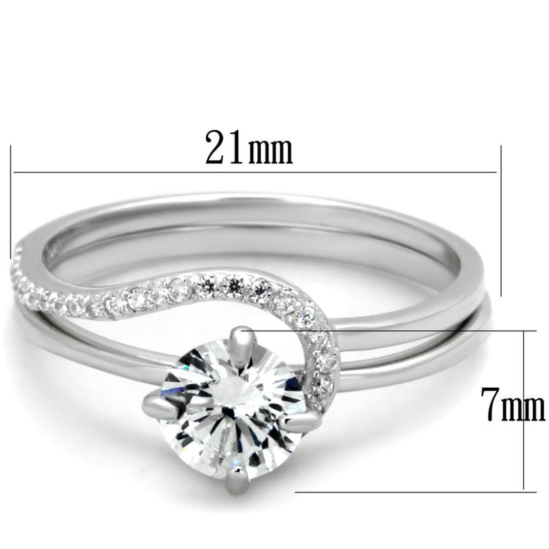 Silver Engagement Rings TS336 Rhodium 925 Sterling Silver Ring with CZ