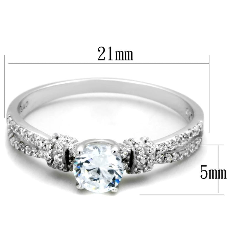 Silver Engagement Rings TS337 Rhodium 925 Sterling Silver Ring with CZ