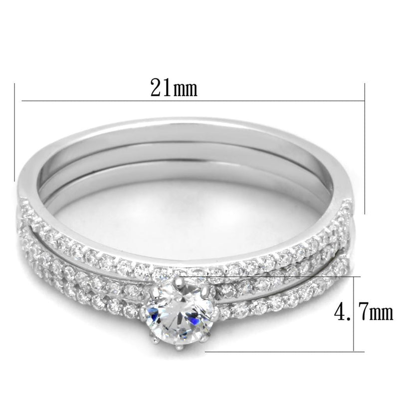 Silver Engagement Rings TS347 Rhodium 925 Sterling Silver Ring with CZ