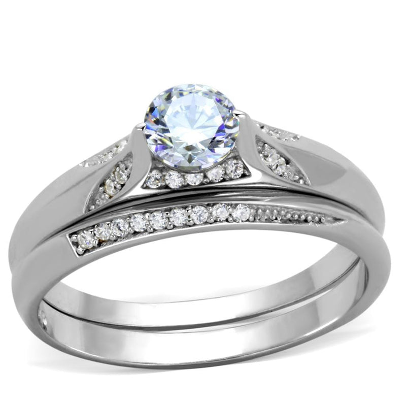 Silver Engagement Rings TS348 Rhodium 925 Sterling Silver Ring with CZ