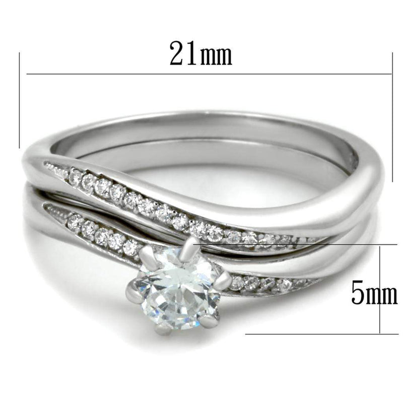 Silver Engagement Rings TS349 Rhodium 925 Sterling Silver Ring with CZ