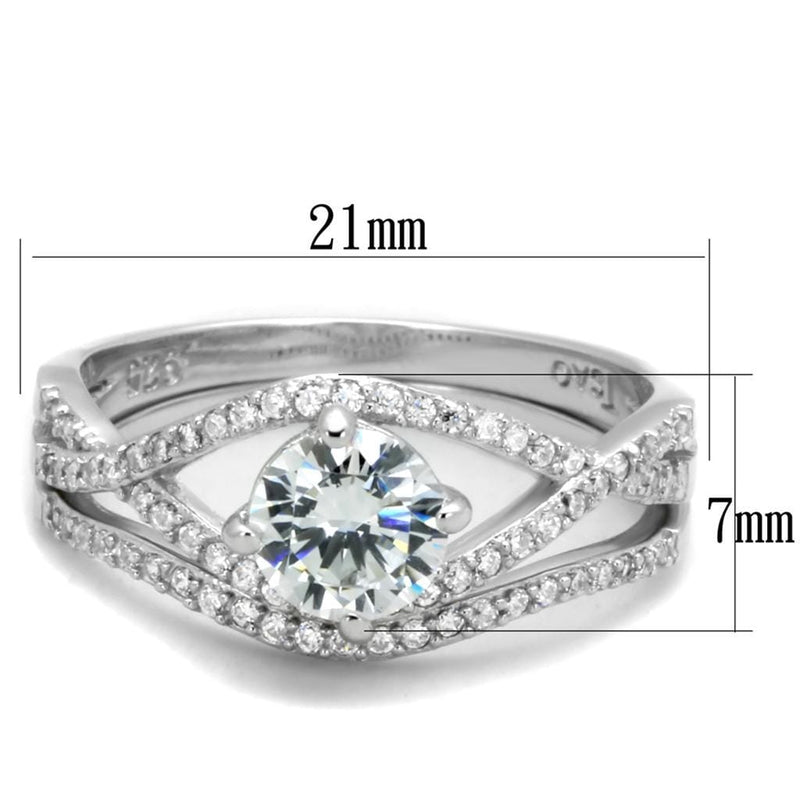 Silver Engagement Rings TS350 Rhodium 925 Sterling Silver Ring with CZ