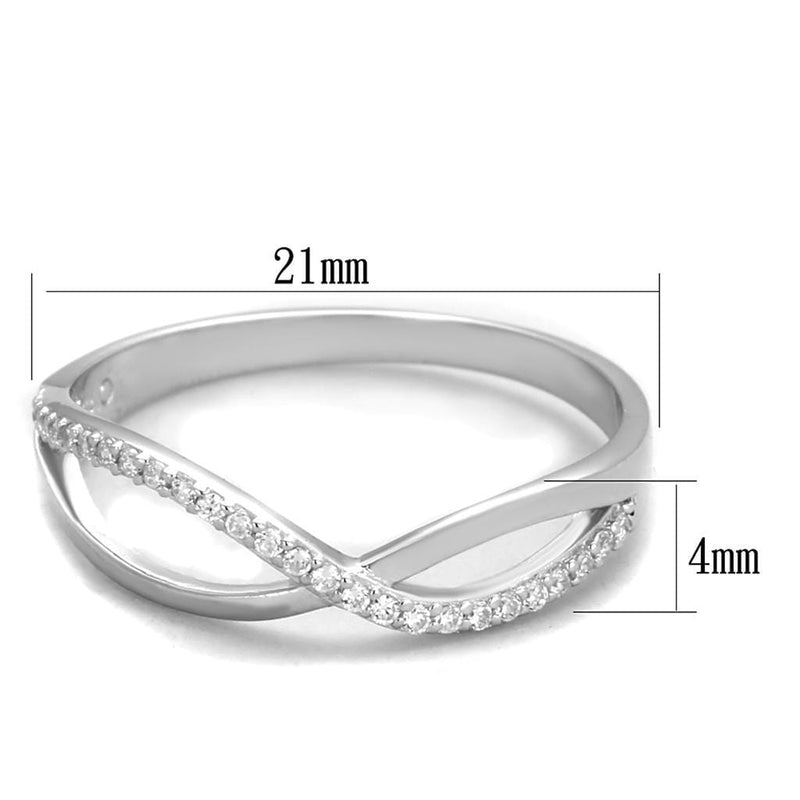 Silver Engagement Rings TS355 Rhodium 925 Sterling Silver Ring with CZ