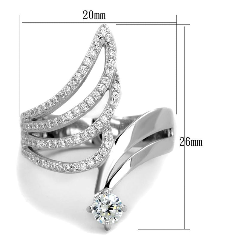 Silver Jewelry Rings Silver Engagement Rings TS356 Rhodium 925 Sterling Silver Ring with CZ Alamode Fashion Jewelry Outlet